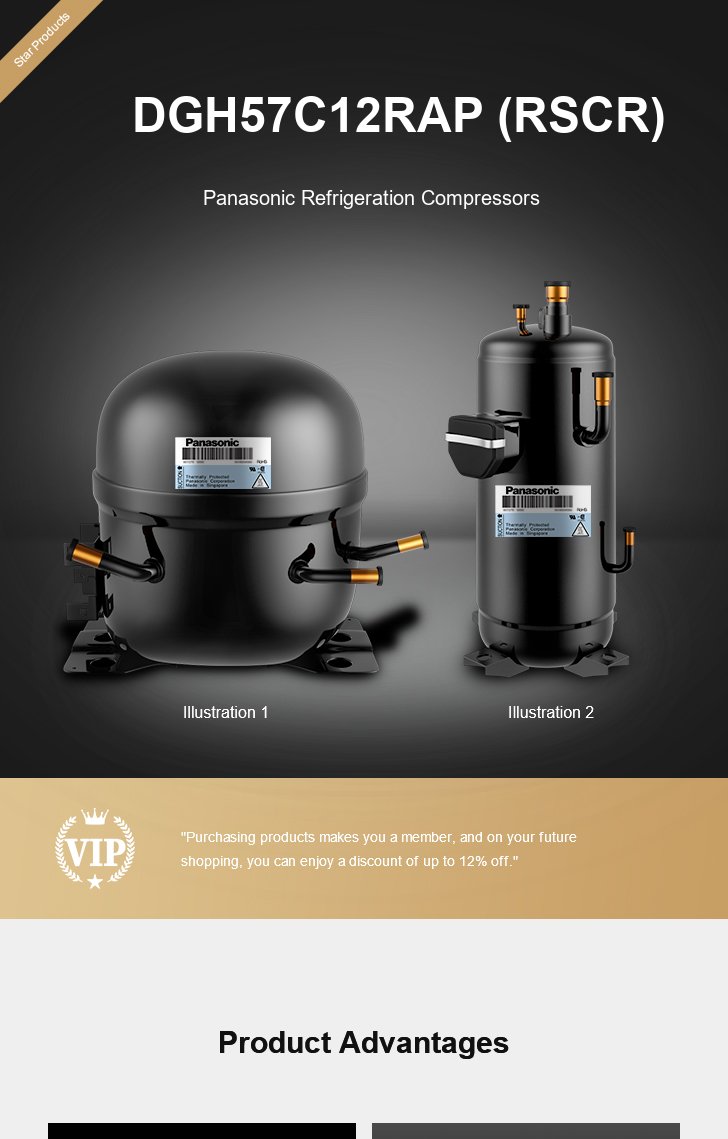 Panasonic Compressor DGH57C12RAP (RSCR), technical parameters pdf, structure diagram